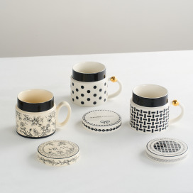 黑白質感帶蓋馬克杯