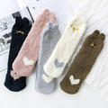 【S019】日系毛絨絨立體兔耳愛心中筒襪(5色)_1