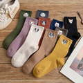 【S073】日系刺繡大頭狗中筒襪(10色)