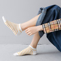 【S100】韓系簡約條紋低筒襪(5色)_2