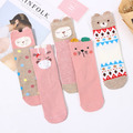 【S116】日系粉色繽紛動物中筒襪(5雙1組)