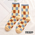 【S020】日系富士山格子條紋中筒襪(6色)_8