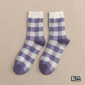 【S025】日系文青風復古大方格中筒襪(7色)_6