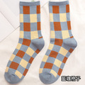【S020】日系富士山格子條紋中筒襪(6色)_7