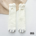 【S052】日系毛絨絨立體刺繡貓爪中筒襪(5色)_5