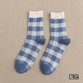 【S025】日系文青風復古大方格中筒襪(7色)_9
