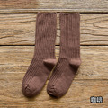 【S006】日系復古純色條紋中筒襪(10色)_13