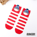 【S040】北歐風紅藍立體聖誕帽動物條紋中筒襪(4色)_3