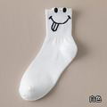 【S113】日系立體吐舌頭笑臉中筒襪(5色)_4