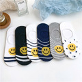 【S144】日系條紋笑臉船型低筒襪(5色)