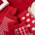 【S105】韓系大紅點點格紋中筒襪(5色)_2