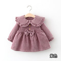 【BG016】日系蝴蝶結燈芯絨長袖保暖洋裝(3色)_3