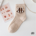【S192】日系格紋愛心熊中筒襪(5色)_7