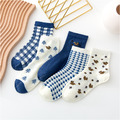 【S193】日系千鳥格松鼠中筒襪(5色)