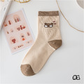 【S192】日系格紋愛心熊中筒襪(5色)_5