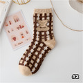 【S192】日系格紋愛心熊中筒襪(5色)_6