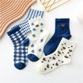 【S193】日系千鳥格松鼠中筒襪(5色)_1