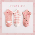 【S197】日系草莓格紋低筒襪(3雙1組)