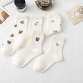 【S216】日系刺繡小花熊中筒襪(5色)_1