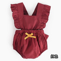 【BA034】韓版小蝴蝶結假兩件無袖包屁衣(4色)_5