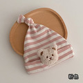 【BH004】韓版立體毛絨熊條紋新生兒寶寶帽(7色)_6