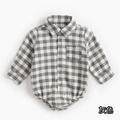 【BA072】韓版格紋襯衫長袖包屁衣(3色)_5