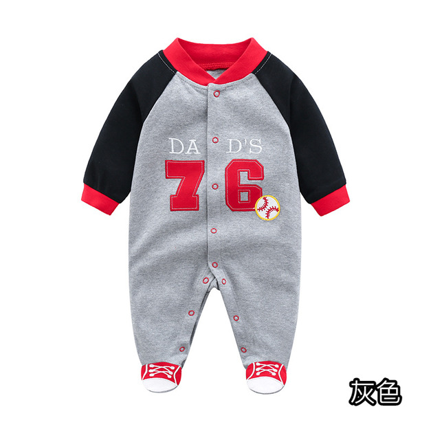 【BB025】日系76號棒球長袖包腳連身衣(2色)