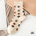 【S254】日系復古菱形小花中筒襪(5色)_7