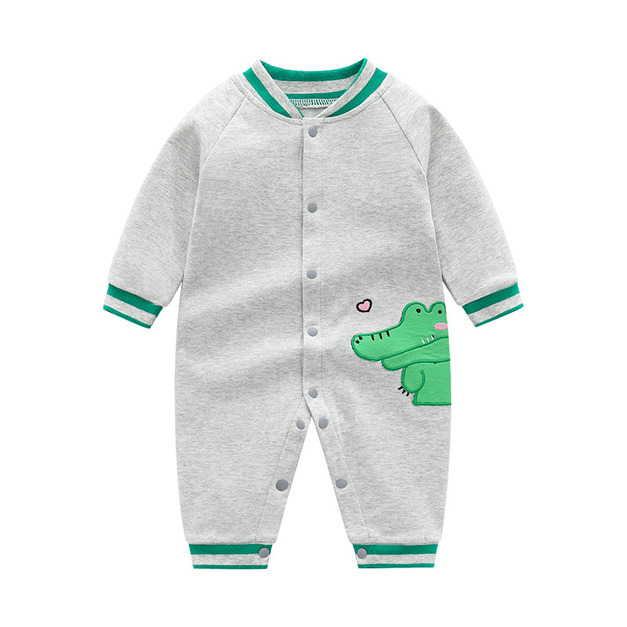 【BB029】日系刺繡鱷魚保暖長袖連身衣(4色)