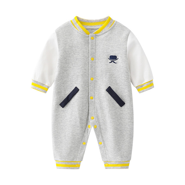 【BB027】日系翹鬍子保暖長袖連身衣(2色)