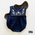 【BA113】韓版海軍領刺繡小花無袖包屁衣(2色)_2