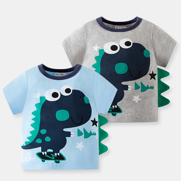 【BB167】韓版立體滑板恐龍短袖上衣(2色)