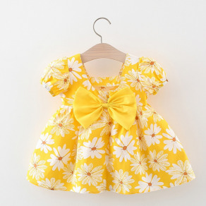 【BG279】日系小雛菊蝴蝶結短袖澎澎洋裝(3色)