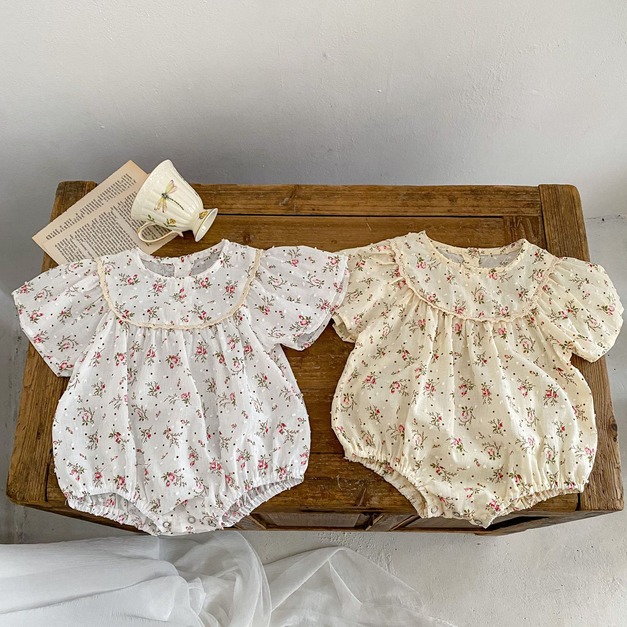 【BA214】韓版點點碎花短袖包屁衣(2色)