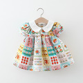 【BG402】日系繽紛拼接方格短袖澎澎洋裝(1色)