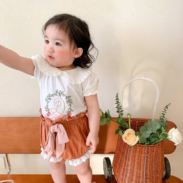 【BA275】韓版刺繡字母兔子兩件式短袖短褲套裝(1色)