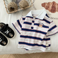 (缺貨)【BA259】韓版條紋熊POLO短袖上衣(1色)_2