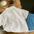 【BA328】韓版大象格紋兩件式短袖短褲套裝(1色)_2