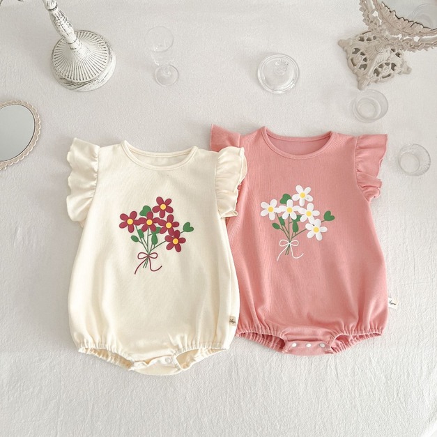 【BA433】韓版花朵無袖包屁衣(2色)