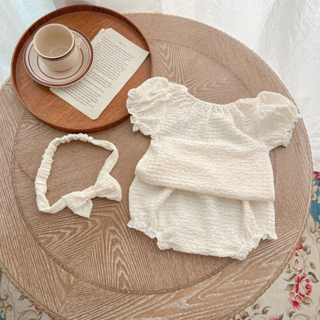 【BA431】韓版純色兩件式短袖短褲套裝(送髮帶)(1色)