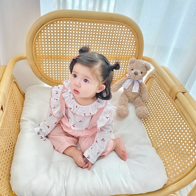 【BA488】韓版小櫻桃假兩件長袖連身衣(2色)