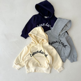 【BU019】韓版刺繡字母連帽長袖上衣(3色)