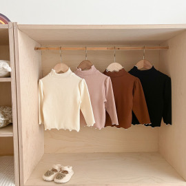 【BU007】韓版半高領木耳花邊長袖上衣(4色)