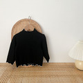【BU007】韓版半高領木耳花邊長袖上衣(4色)_4