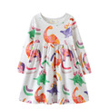 【BG594】歐美水彩塗鴉恐龍長袖洋裝(1色)