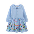【BG584】歐美刺繡小花蝴蝶長袖洋裝(1色)