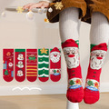 【SB052】童襪｜歐美聖誕樹聖誕老人雪人中筒襪(5雙1組)