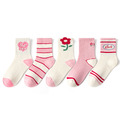 【SB041】童襪｜韓版字母立體小花中筒襪(5雙1組)_2