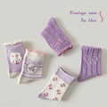 【SB055】童襪｜韓版薰衣草兔兔蝴蝶結中筒襪(5雙1組)_1