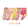 【SB045】童襪｜韓版兔兔愛心點膠防滑中筒襪(5雙1組)_3